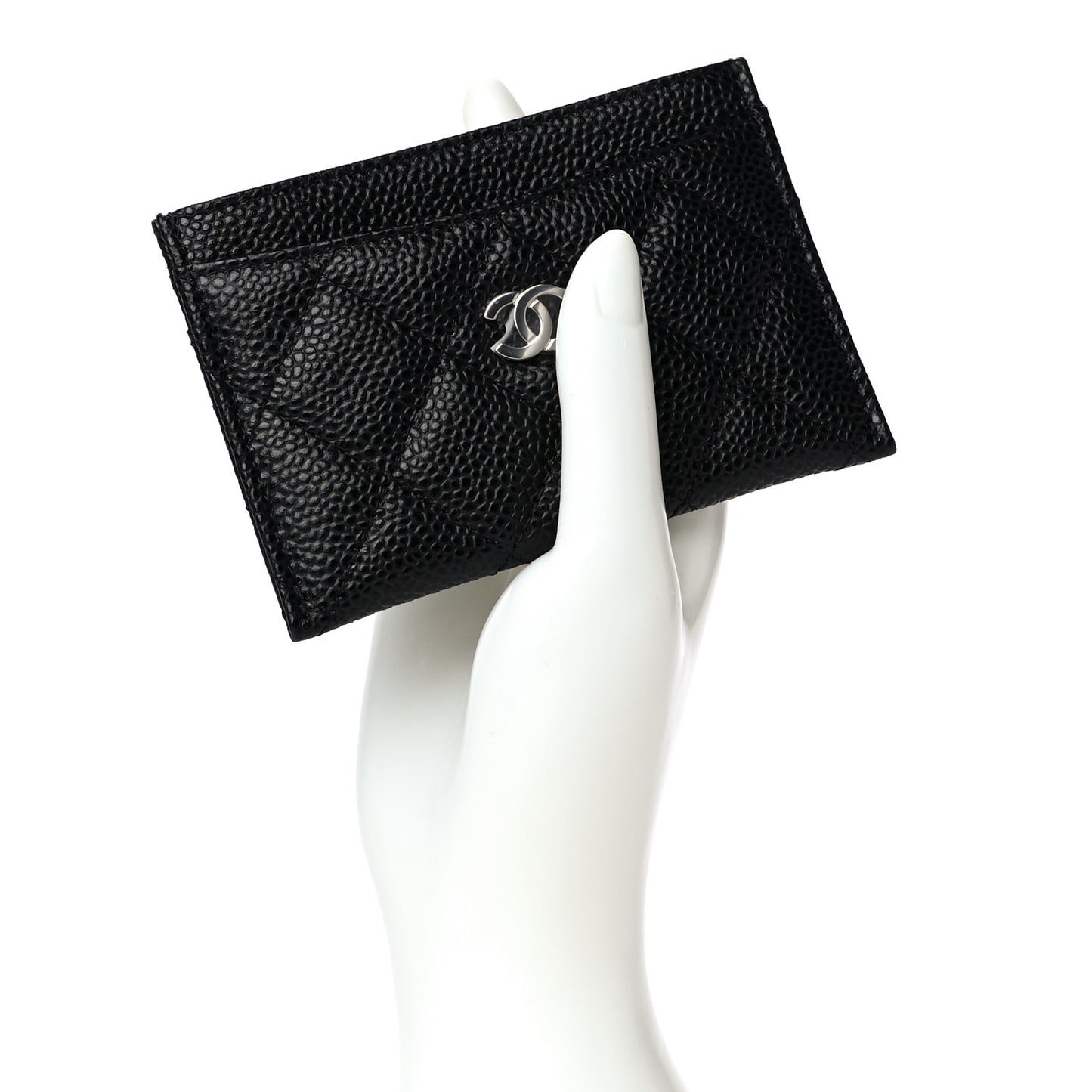 Caviar Quilted Card Holder Black