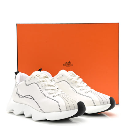 Hermes Technical Canvas Goatskin Envol Sneakers 40 White Casse 10 of 10