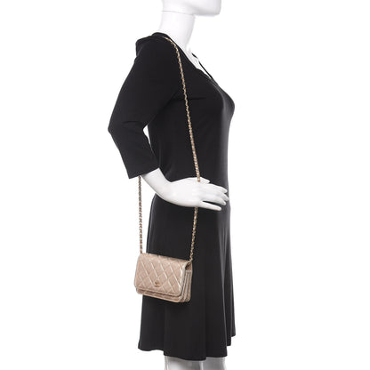 Chanel Metallic Lambskin Quilted Mini Wallet On Chain WOC Gold 2 of 11