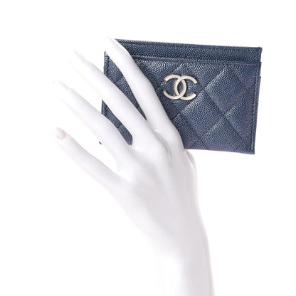 Chanel Iridescent Caviar Quilted Card Holder Dark Blue 2 of 9