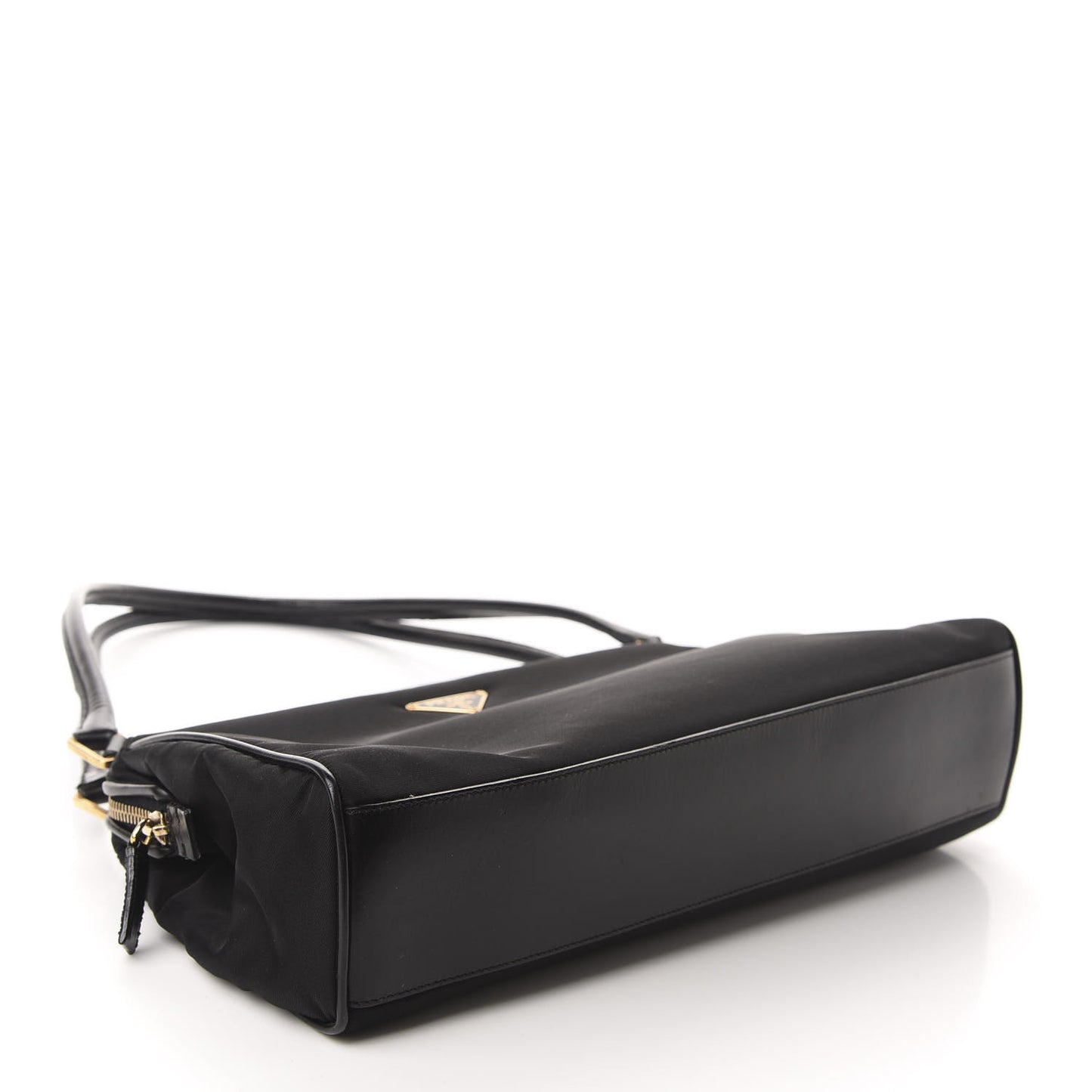 Tessuto Nylon Soft Calfskin Shoulder Bag Black