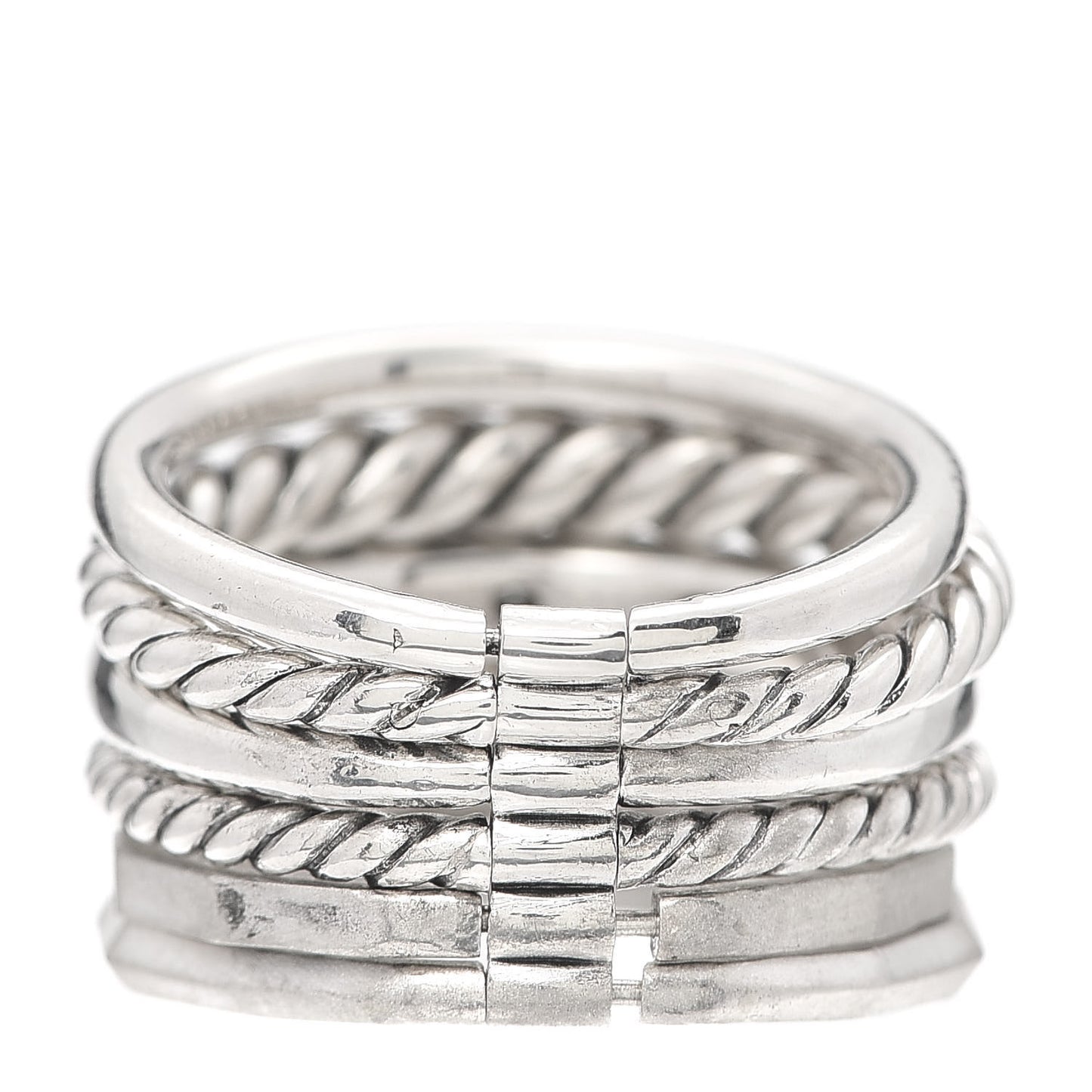 Sterling Silver Diamond 16mm Stax Wide Stacked Ring 56 7.5