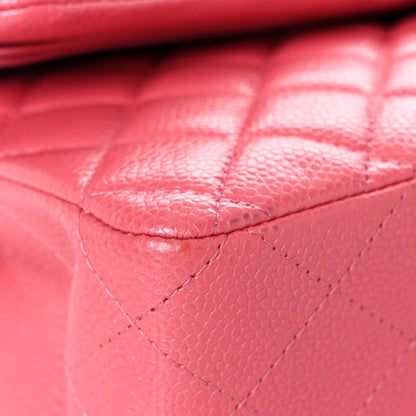 Chanel Metallic Caviar Quilted Medium Double Flap Pink 8 of 13