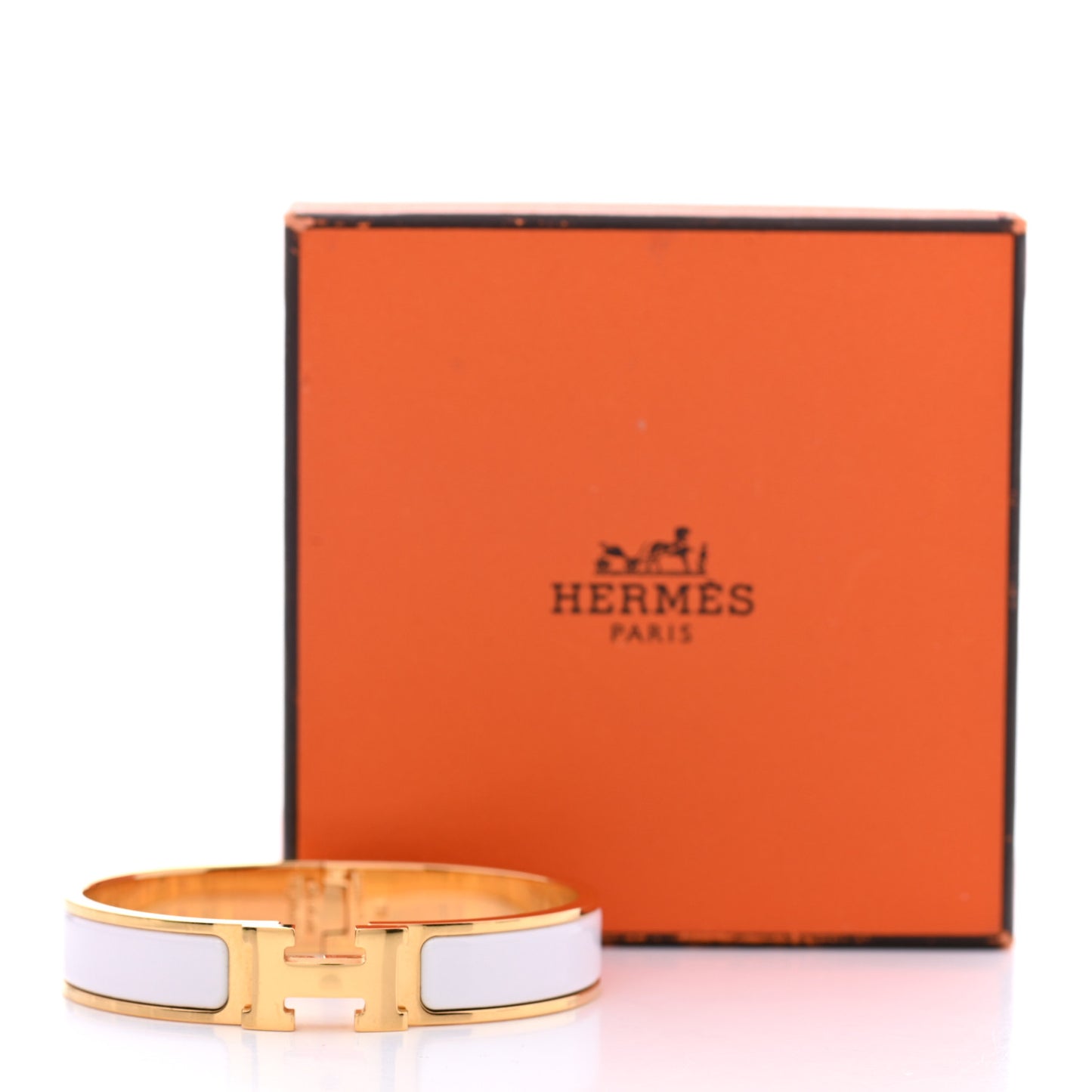 Enamel Narrow Clic Clac H Bracelet PM White