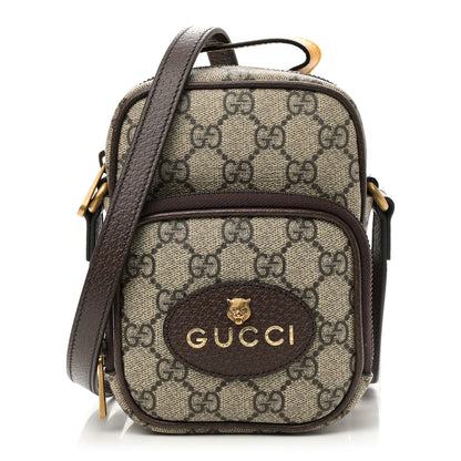 Gucci GG Supreme Monogram Mini Neo Vintage Double Zip Messenger Bag Beige New Acero Crop 1 of 10