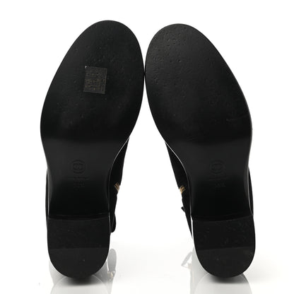Chanel Suede Calfskin Chain CC Cap Toe Short Boots 38.5 Black 5 of 8