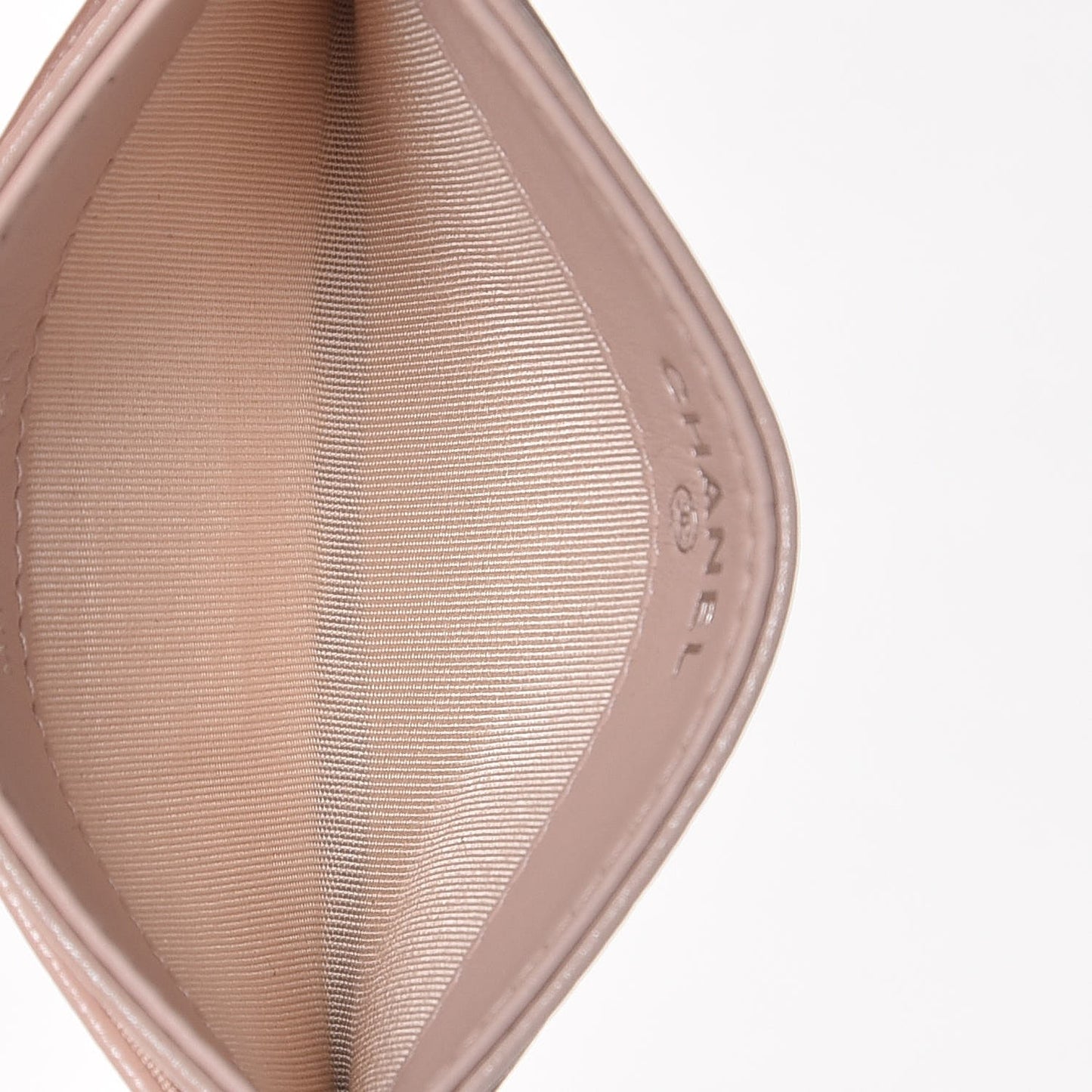 Lambskin Camellia Embossed Card Holder Nude