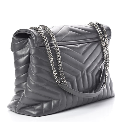 Saint Laurent Calfskin Y Quilted Monogram Large Loulou Chain Satchel Earth 3 of 12