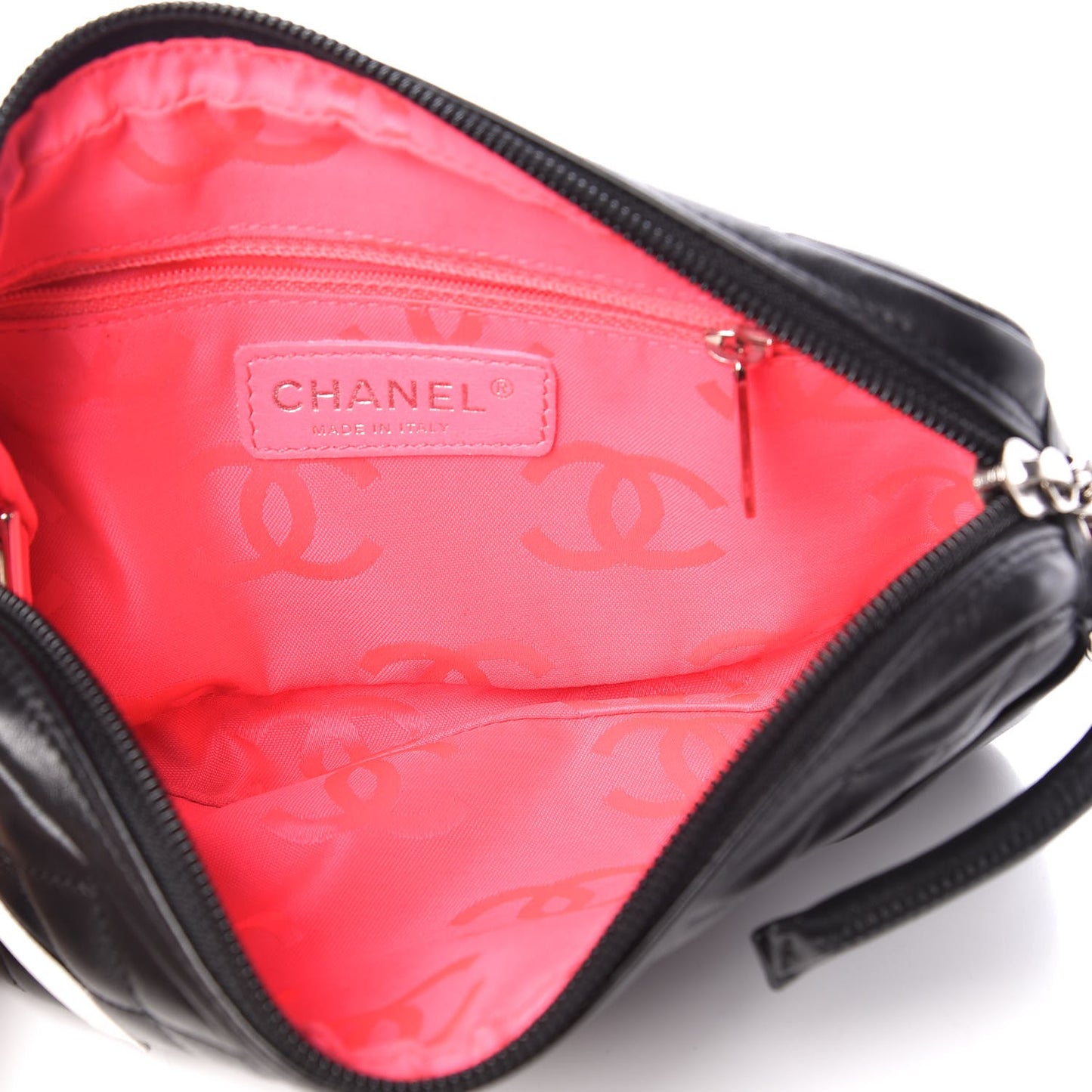 Calfskin Quilted Cambon Pochette Black White