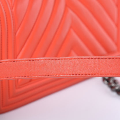 Chanel Calfskin Chevron Quilted Medium Boy Flap Coral 15 of 18