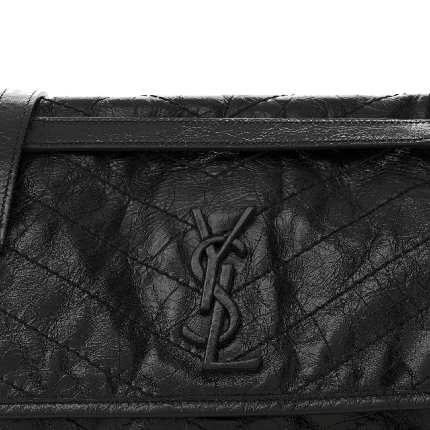 Saint Laurent Crinkled Calfskin Matelasse Monogram Medium Niki Chain Satchel Black 8 of 10