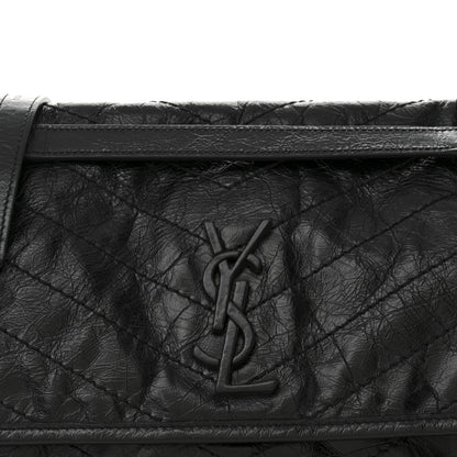 Saint Laurent Crinkled Calfskin Matelasse Monogram Medium Niki Chain Satchel Black 8 of 10