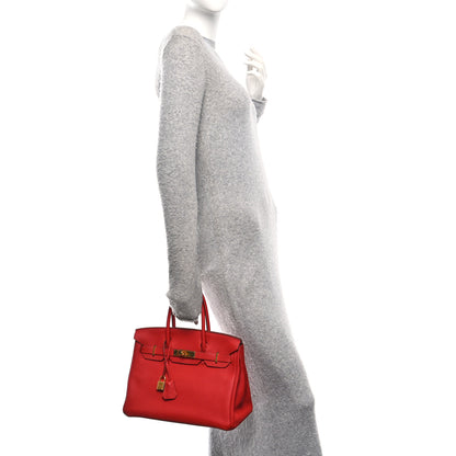 Hermes Taurillon Clemence Birkin 30 Rouge Casaque 2 of 10