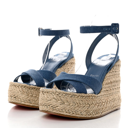Christian Louboutin Denim Mariza Zeppa 130 Wedge Sandals 40 Blue 3 of 8