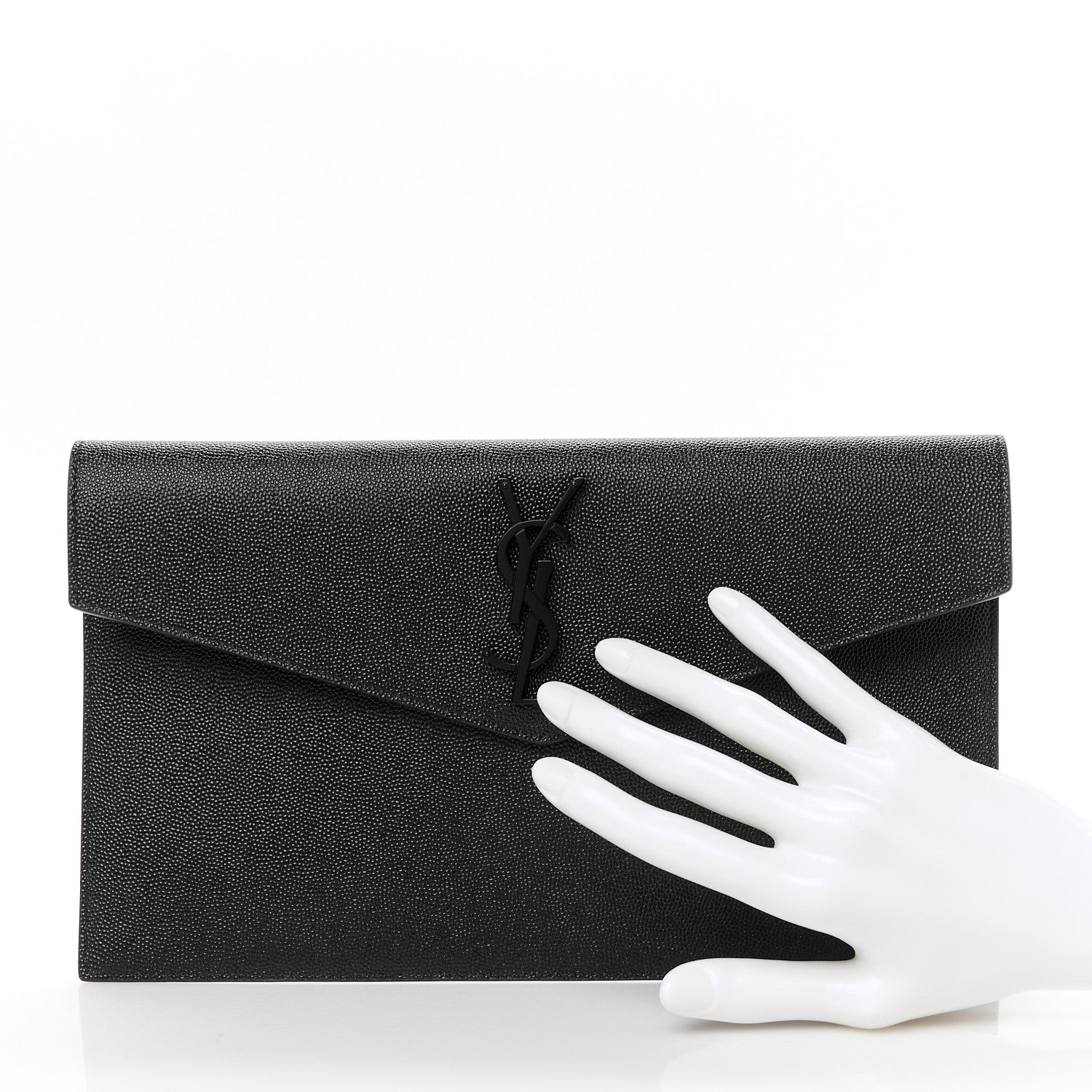 Saint Laurent Grain De Poudre Monogram Uptown Pouch Black 2 of 8