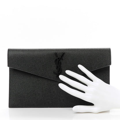 Saint Laurent Grain De Poudre Monogram Uptown Pouch Black 2 of 8