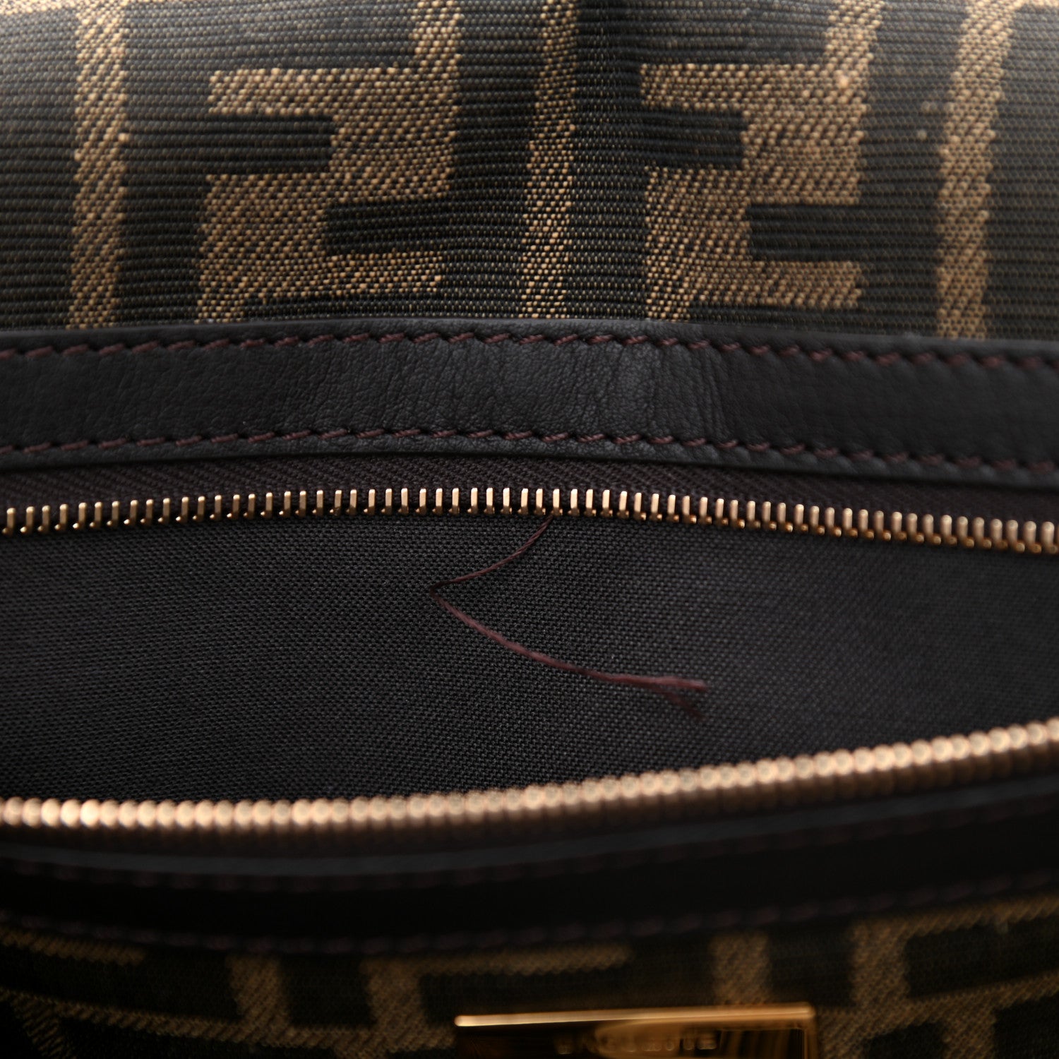 Fendi Fabric Jacquard FF 1974 Medium Baguette Tobacco Moro Black 9 of 10