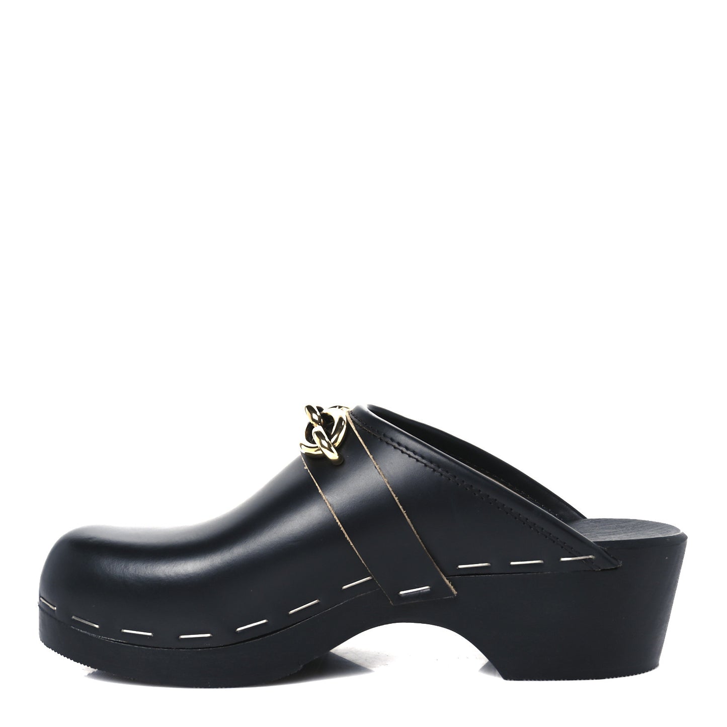 Smooth Calfskin Le Maillon Clogs 37 Black