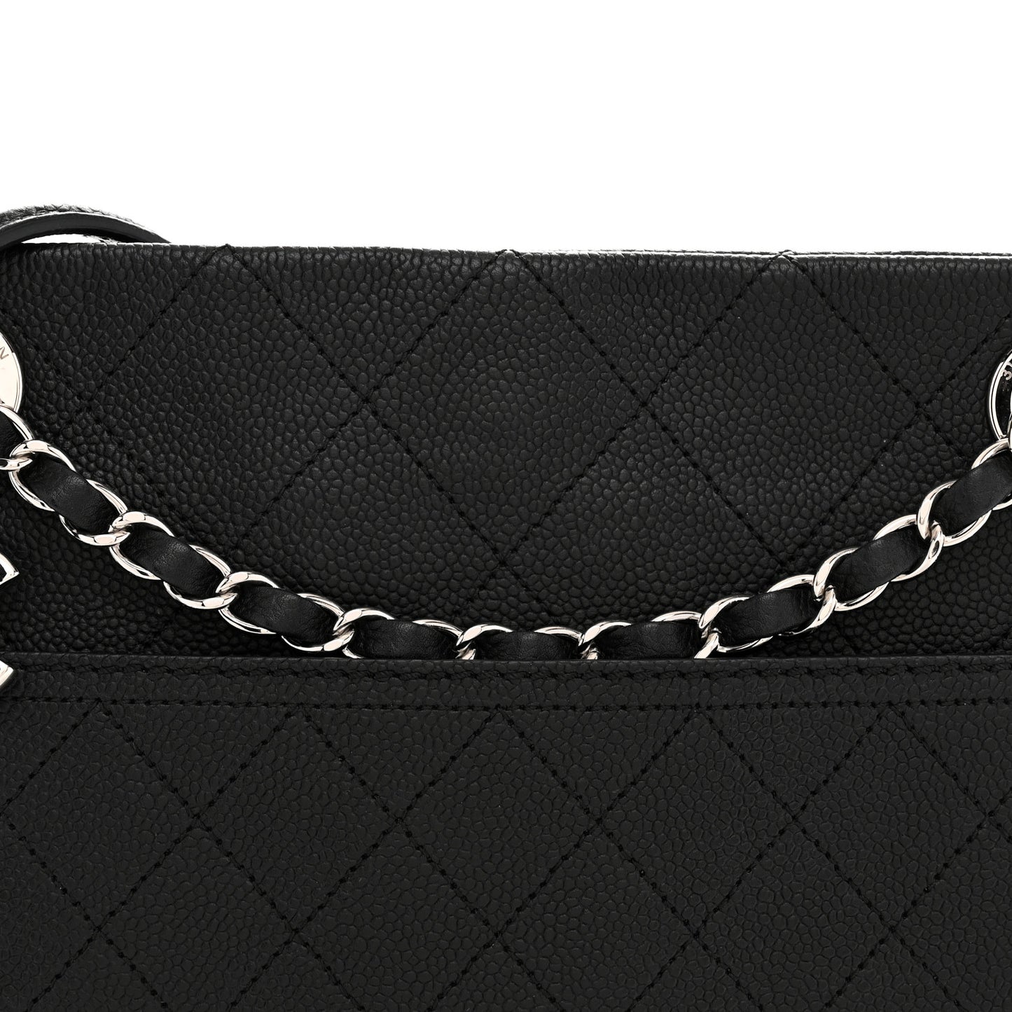 Caviar Stitched Small CC Pocket Shoulder Black