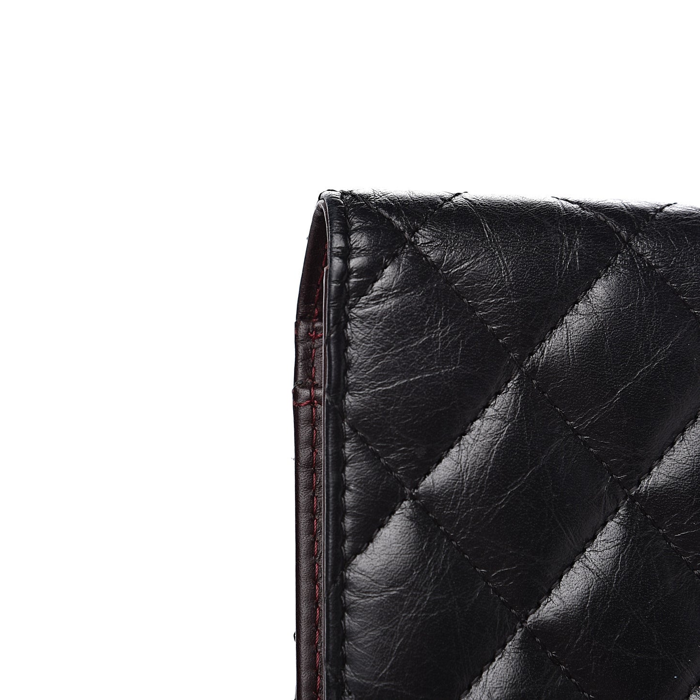 Aged Calfskin Quilted Reissue Yen Wallet Black