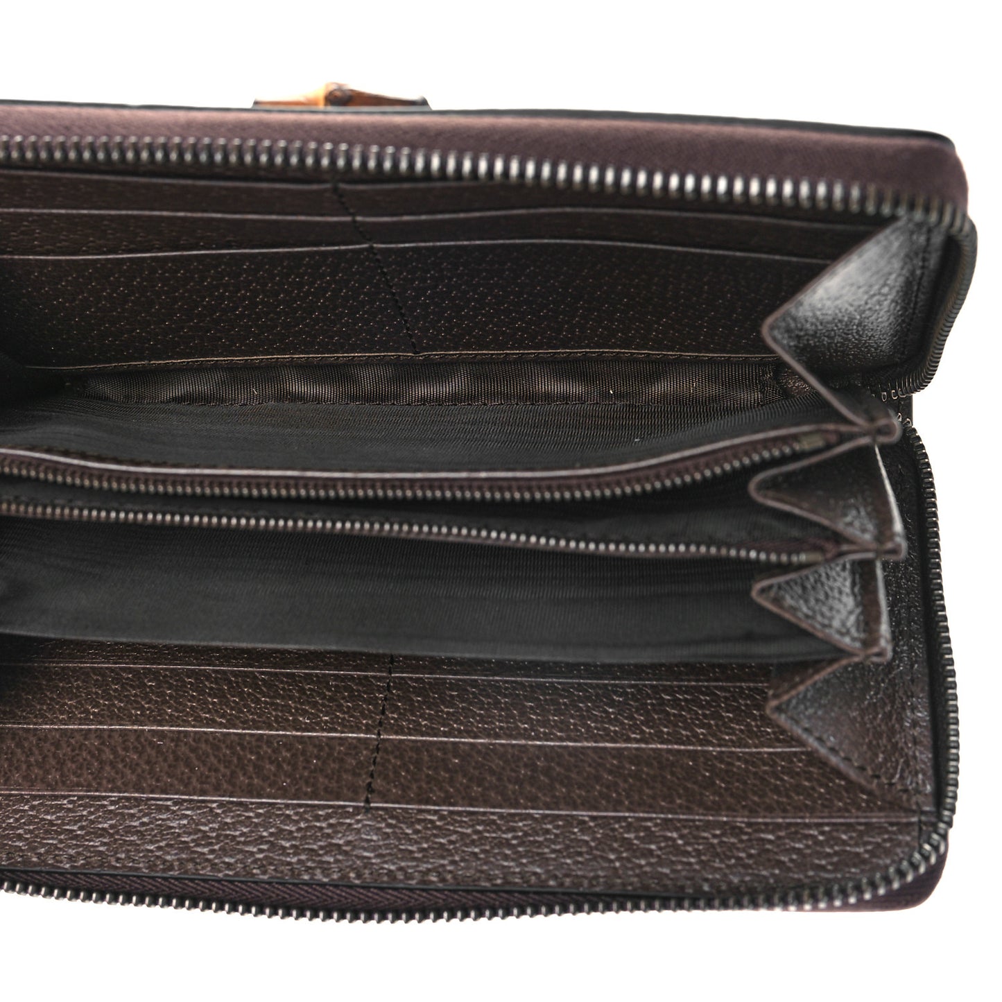 Monogram Jumbo GG Textured Dollar Calfskin Diana Zip Around Continental Wallet Camel Ebony New Acero