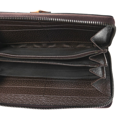 Gucci Monogram Jumbo GG Textured Dollar Calfskin Diana Zip Around Continental Wallet Camel Ebony New Acero 5 of 8