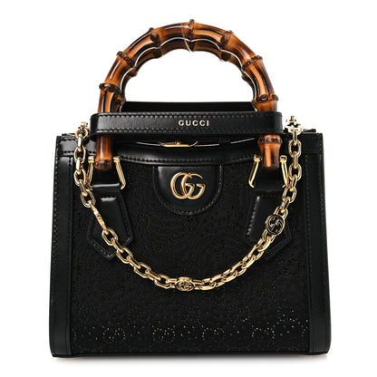 Gucci New Canvas Charisma Calfskin Crystal GG Monogram Mini Diana Tote Black 1 of 12