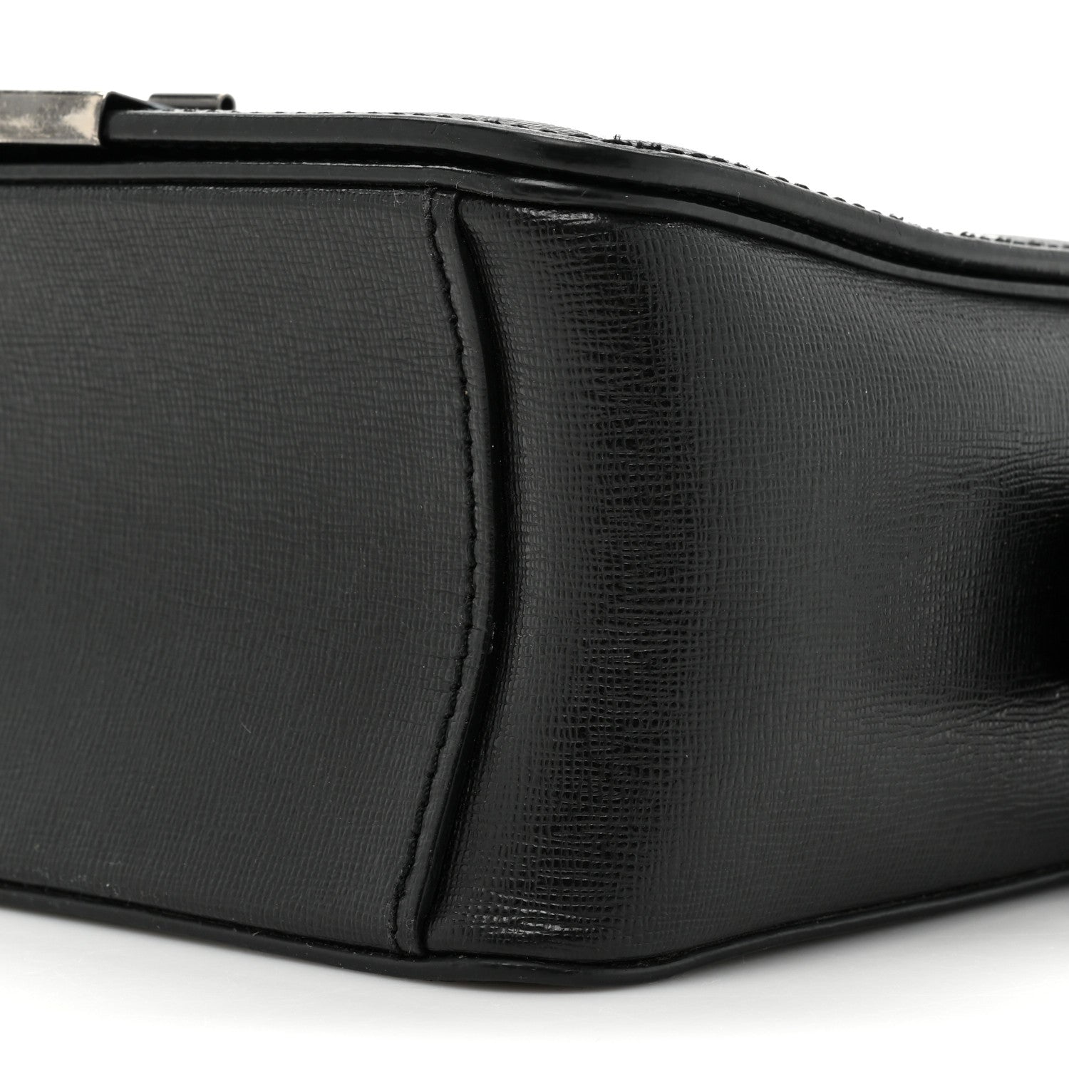 Off-White Saffiano Striped Diag Binder Clip Bag Black White 8 of 10