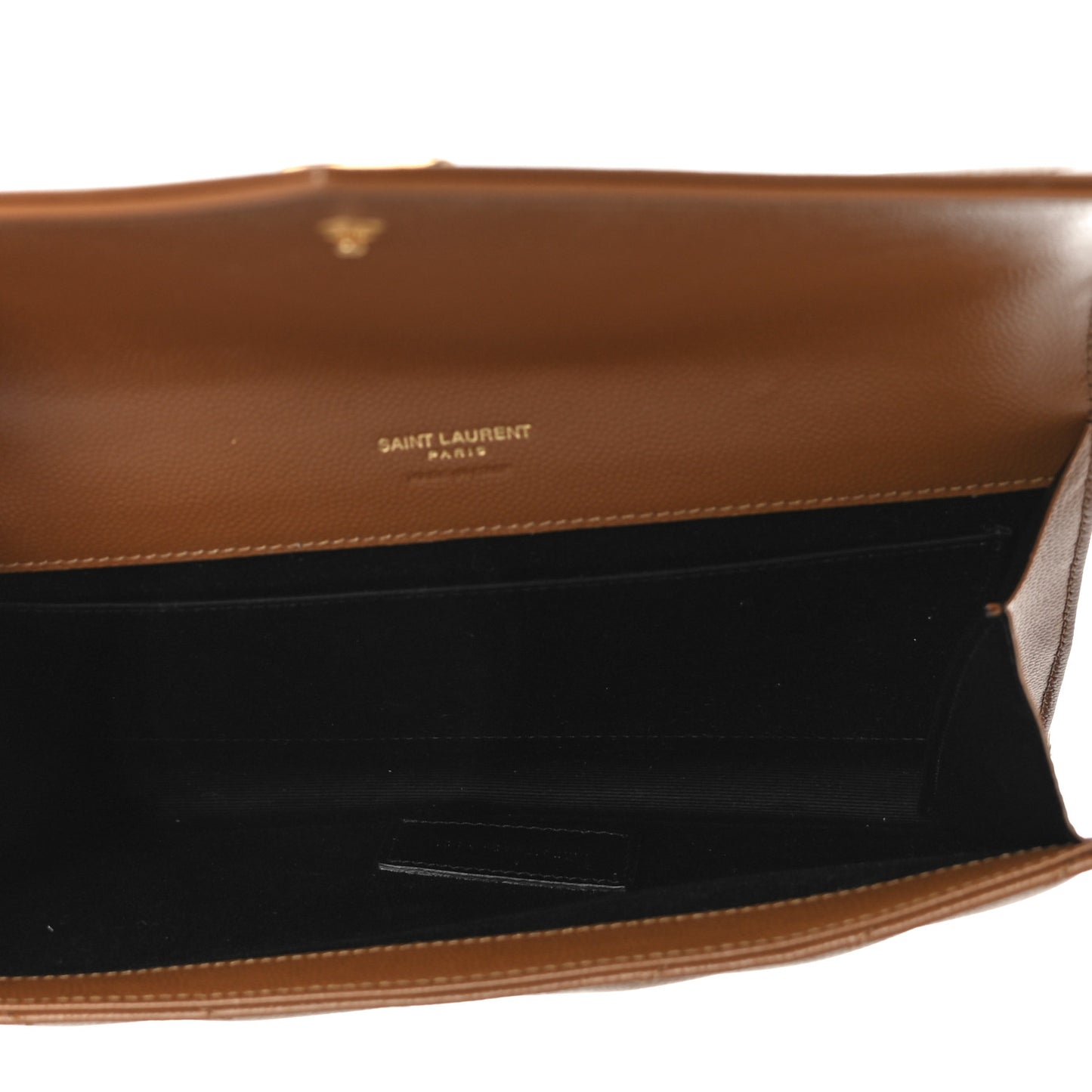 Grain De Poudre Matelasse Chevron Monogram Cassandre Flap Pouch Natural Dark