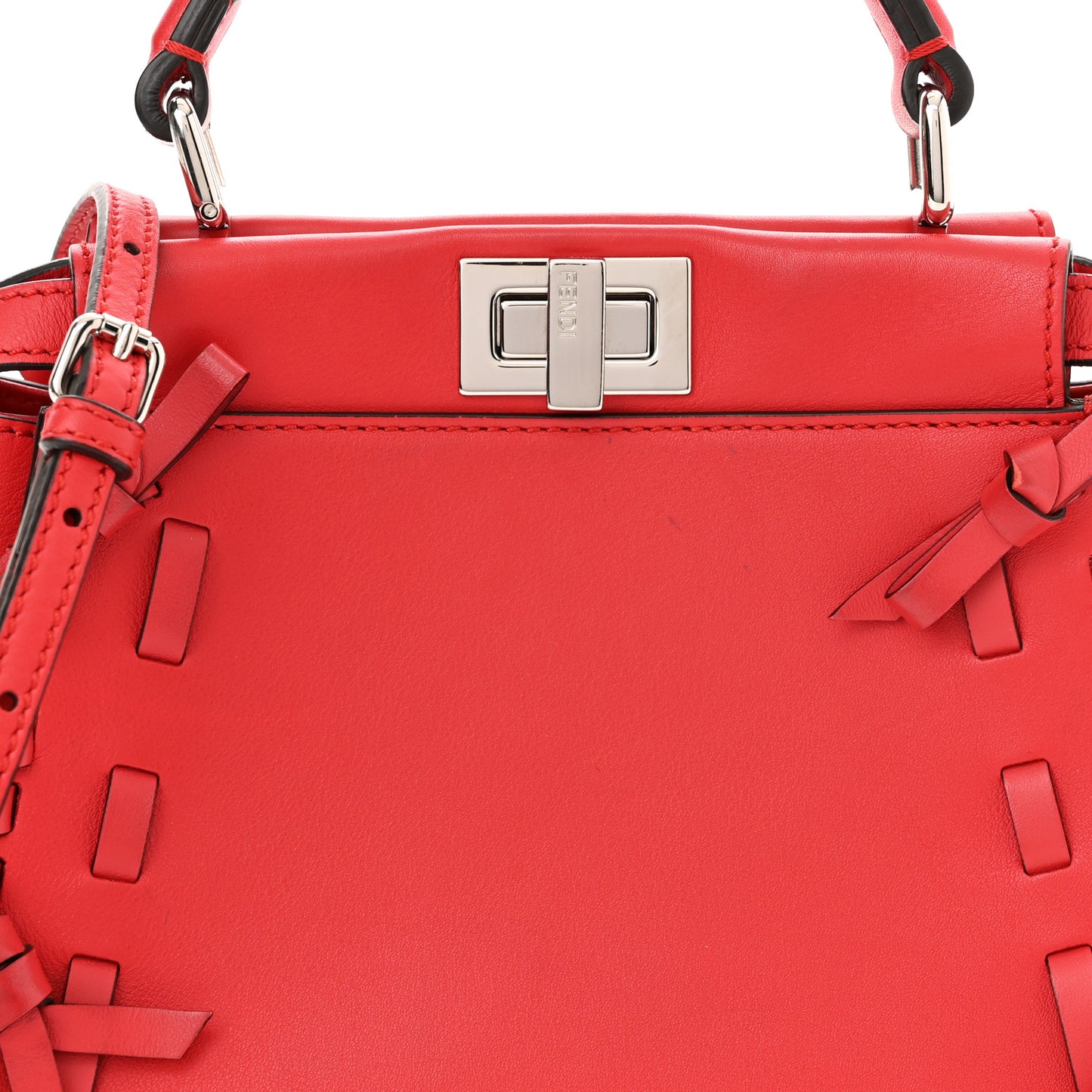 Vitello Seta Century Nappa Whipstitch Mini Peekaboo Iconic Satchel Fiamma