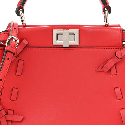 Fendi Vitello Seta Century Nappa Whipstitch Mini Peekaboo Iconic Satchel Fiamma 8 of 10