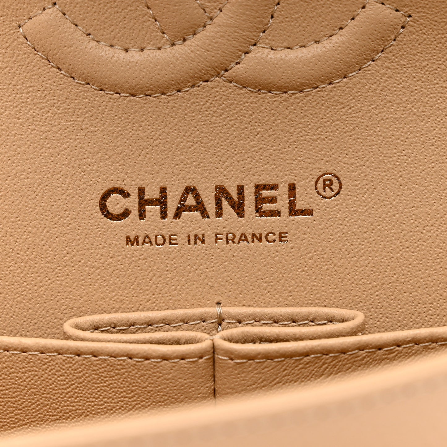 Caviar Quilted Small Double Flap Beige