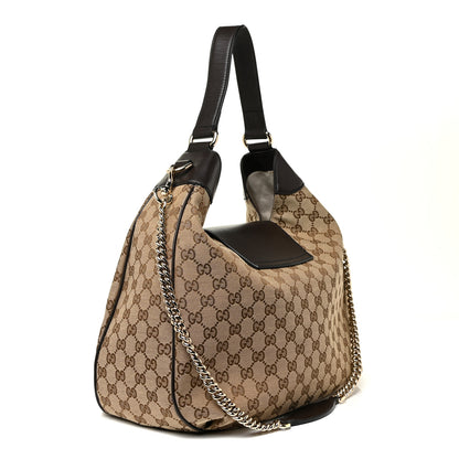 Gucci Monogram Margaux Calfskin Medium Emily Hobo Beige Ebony Cocoa 3 of 19