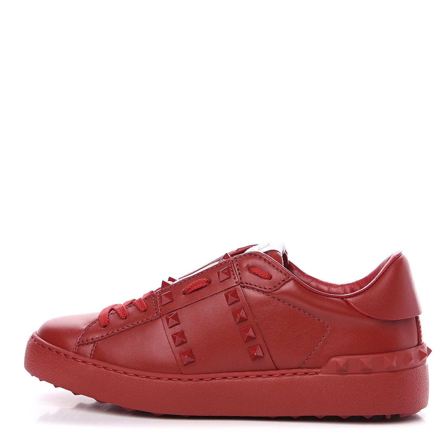 Valentino Garavani Calfskin Rockstud Untitled Open Sneakers 37.5 Red 1 of 8