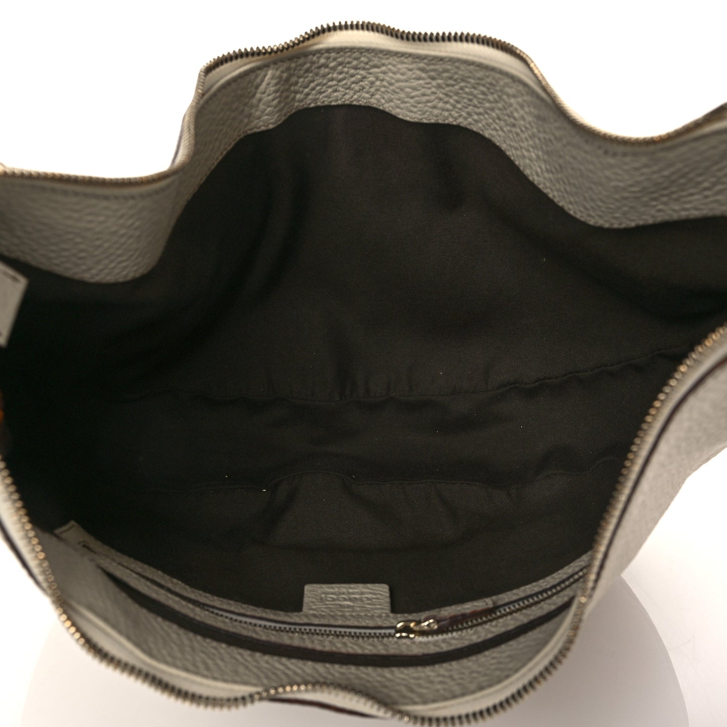 Pebbled Calfskin Bamboo Ring Hobo Ivory