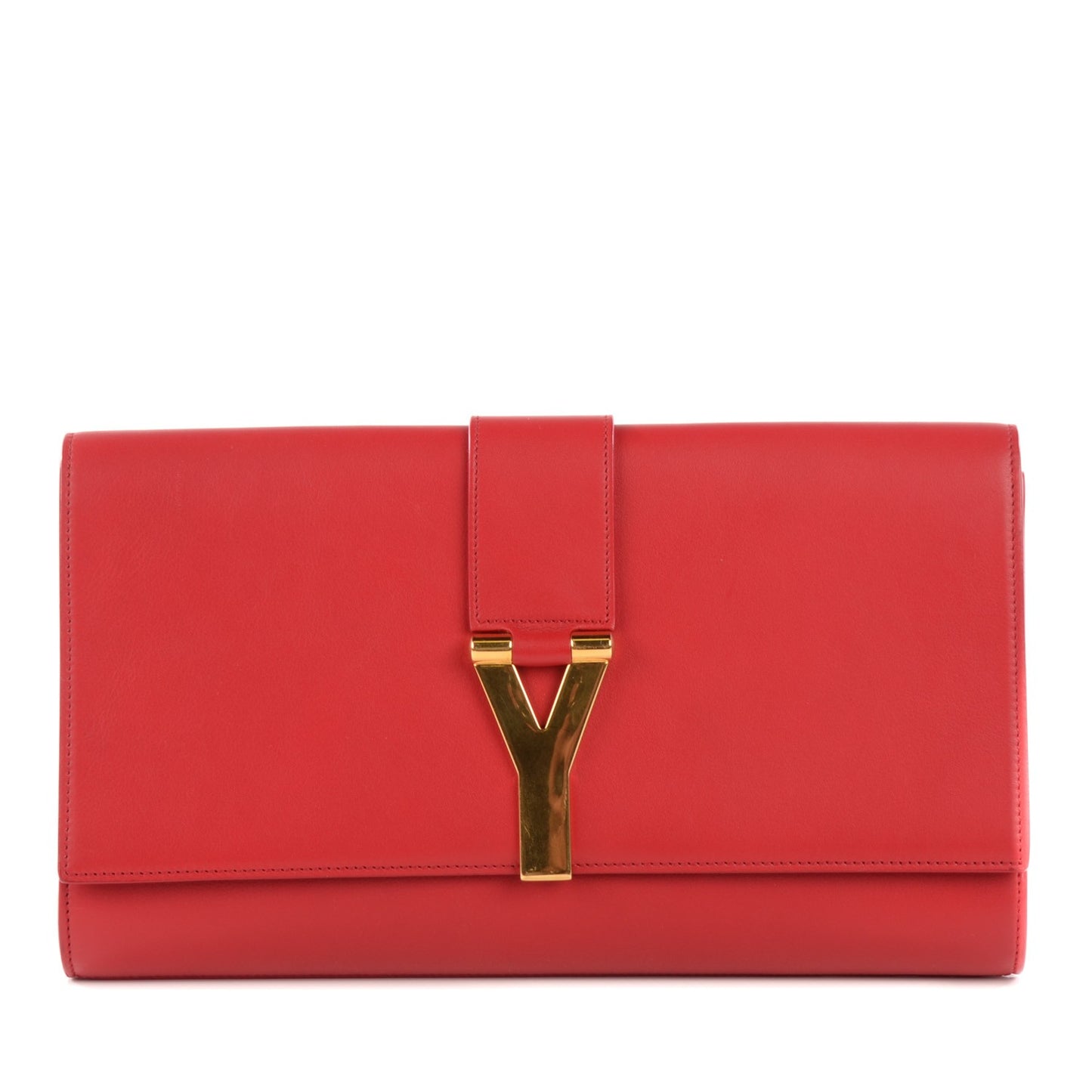 Calfskin Classic Y Ligne Clutch Red