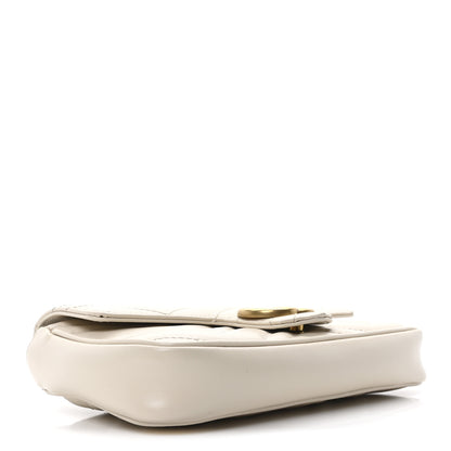 Gucci Calfskin Matelasse Mini GG Marmont Shoulder Bag With Card Holder White Black 5 of 11