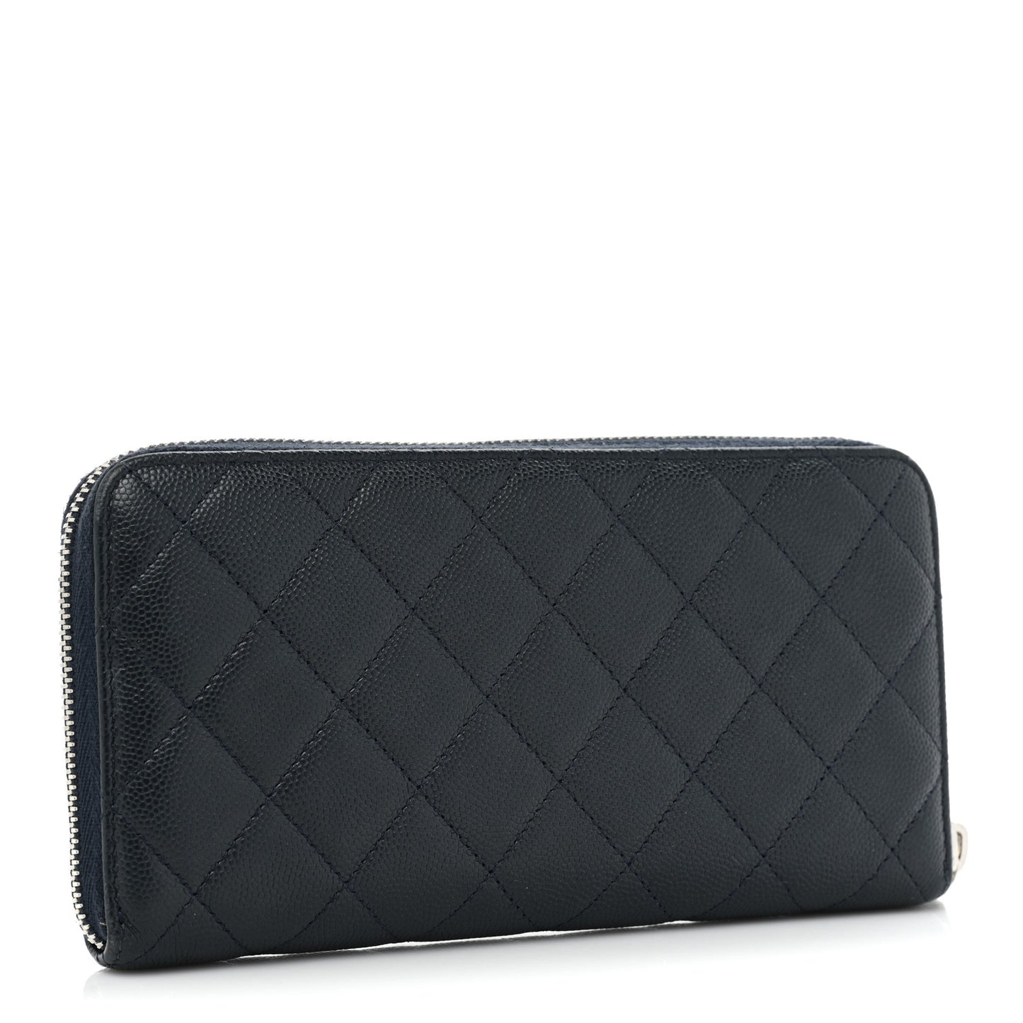 Caviar Quilted Large Gusset Zip Around Wallet Navy