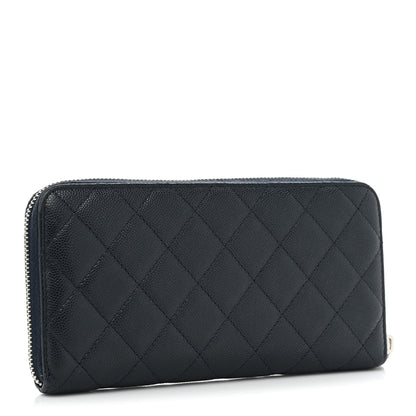 Chanel Caviar Quilted Large Gusset Zip Around Wallet Navy 3 of 13