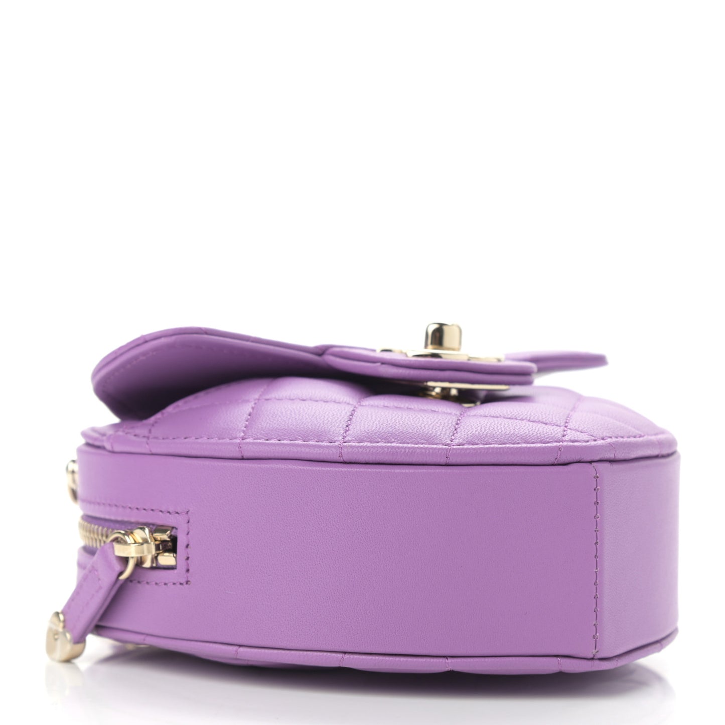 Lambskin Quilted CC In Love Heart Clutch With Chain Purple