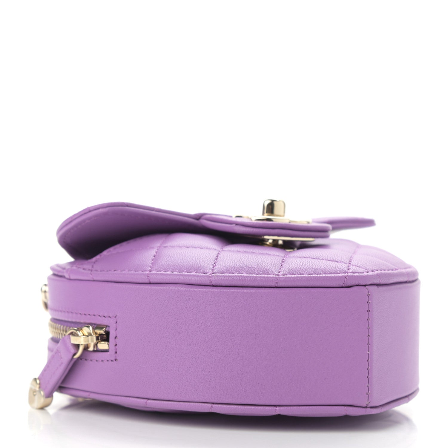 Chanel Lambskin Quilted CC In Love Heart Clutch With Chain Purple 4 of 11