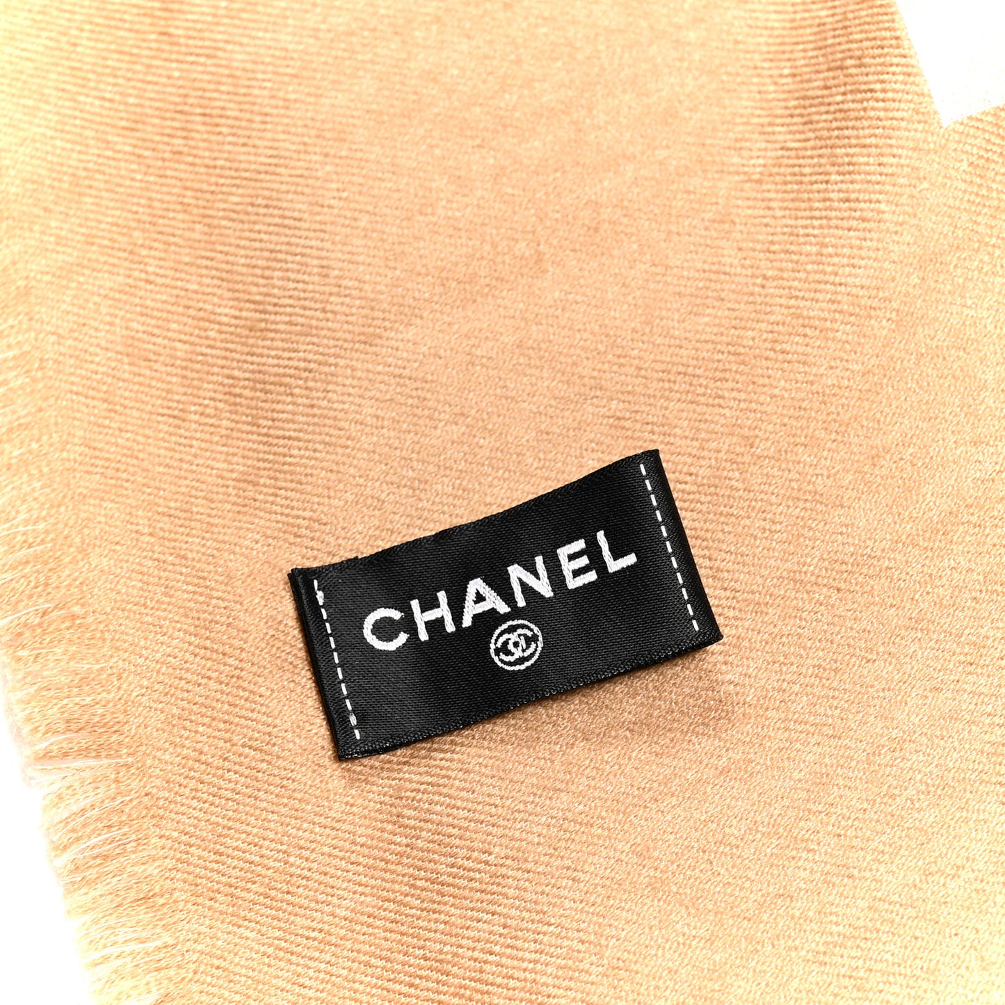Wool Cashmere Silk CC Scarf Beige White