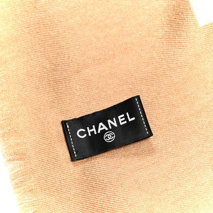 Chanel Wool Cashmere Silk CC Scarf Beige White 3 of 3