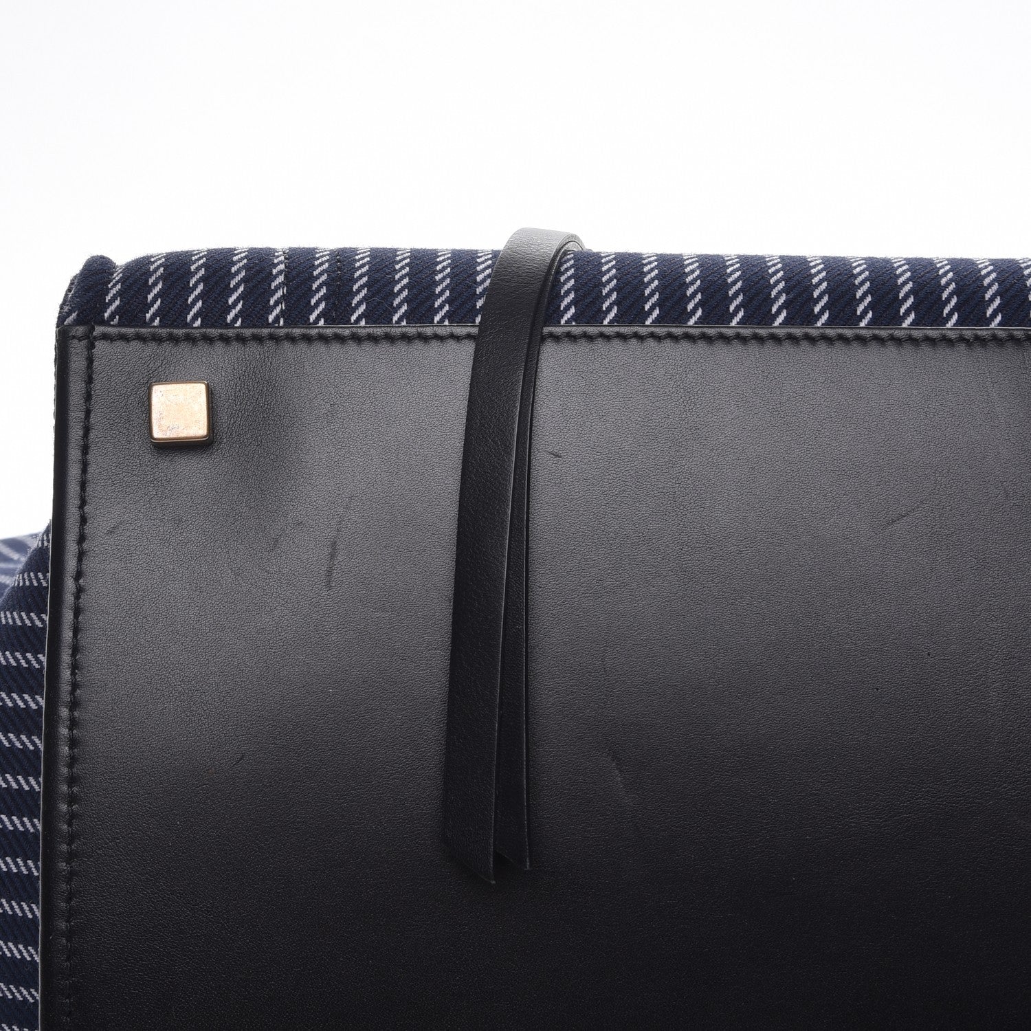 Celine Cotton Canvas Striped Medium Phantom Luggage Navy White 10 of 10