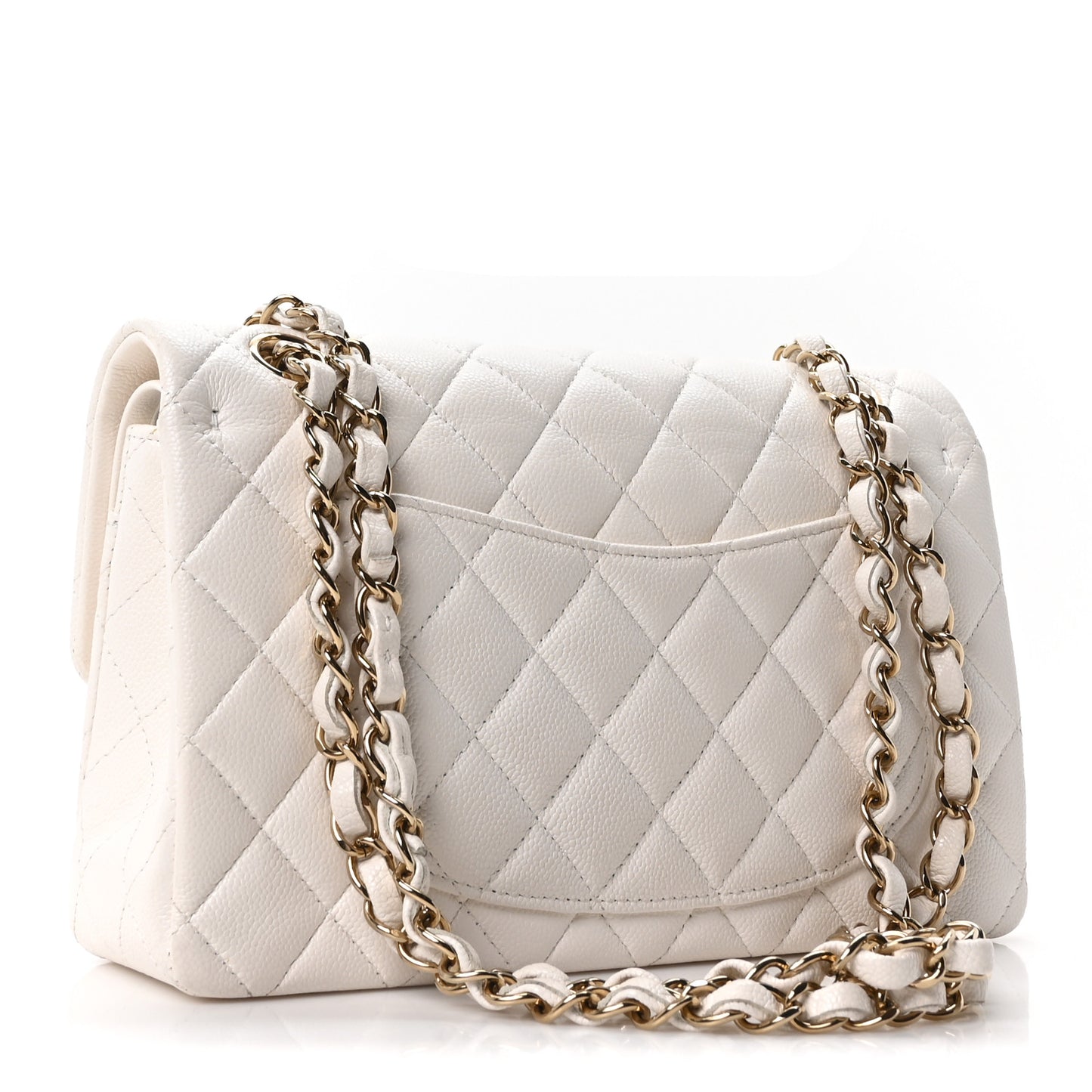 Caviar Quilted Small Double Flap White