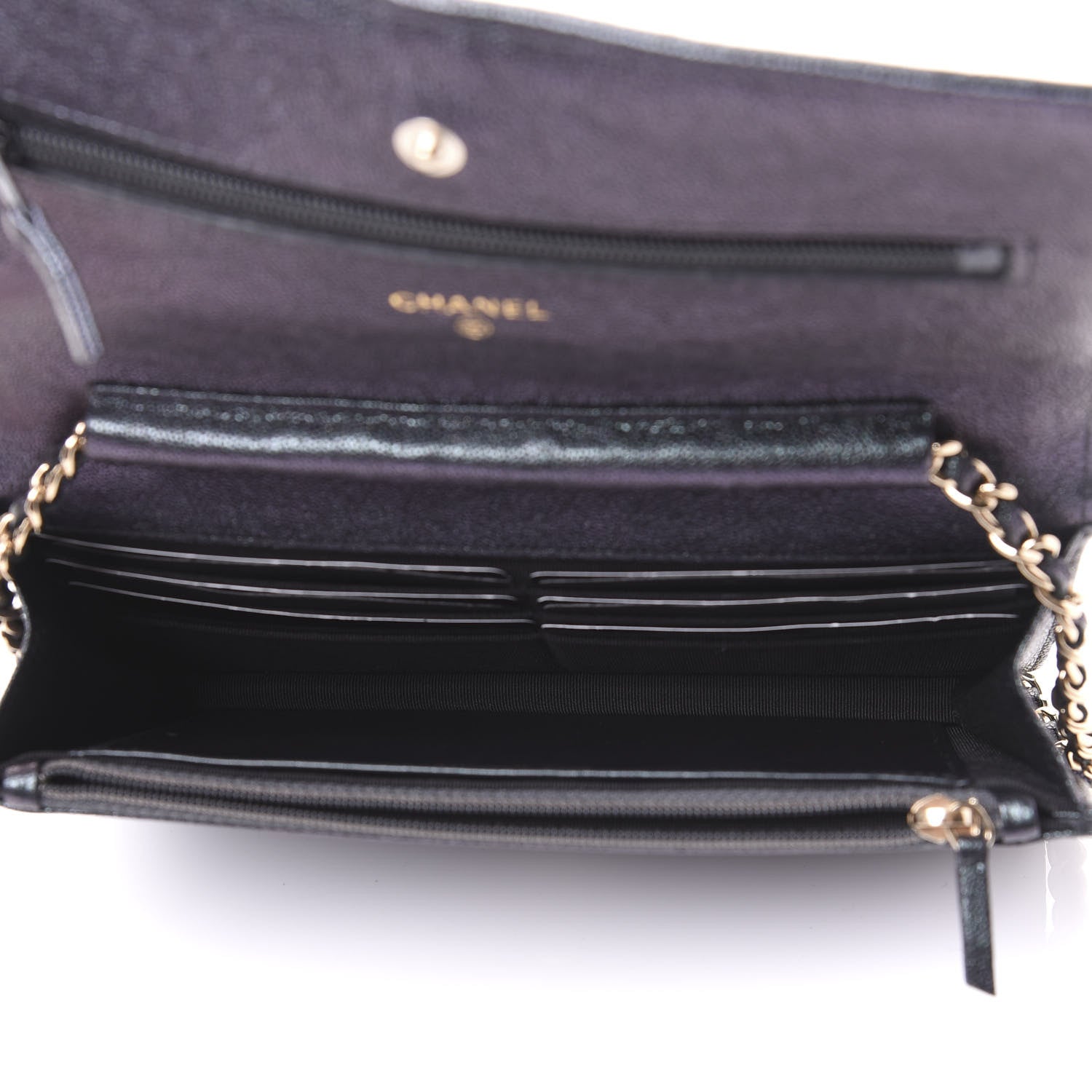 Chanel Iridescent Caviar Quilted Wallet On Chain WOC Black 4 of 11
