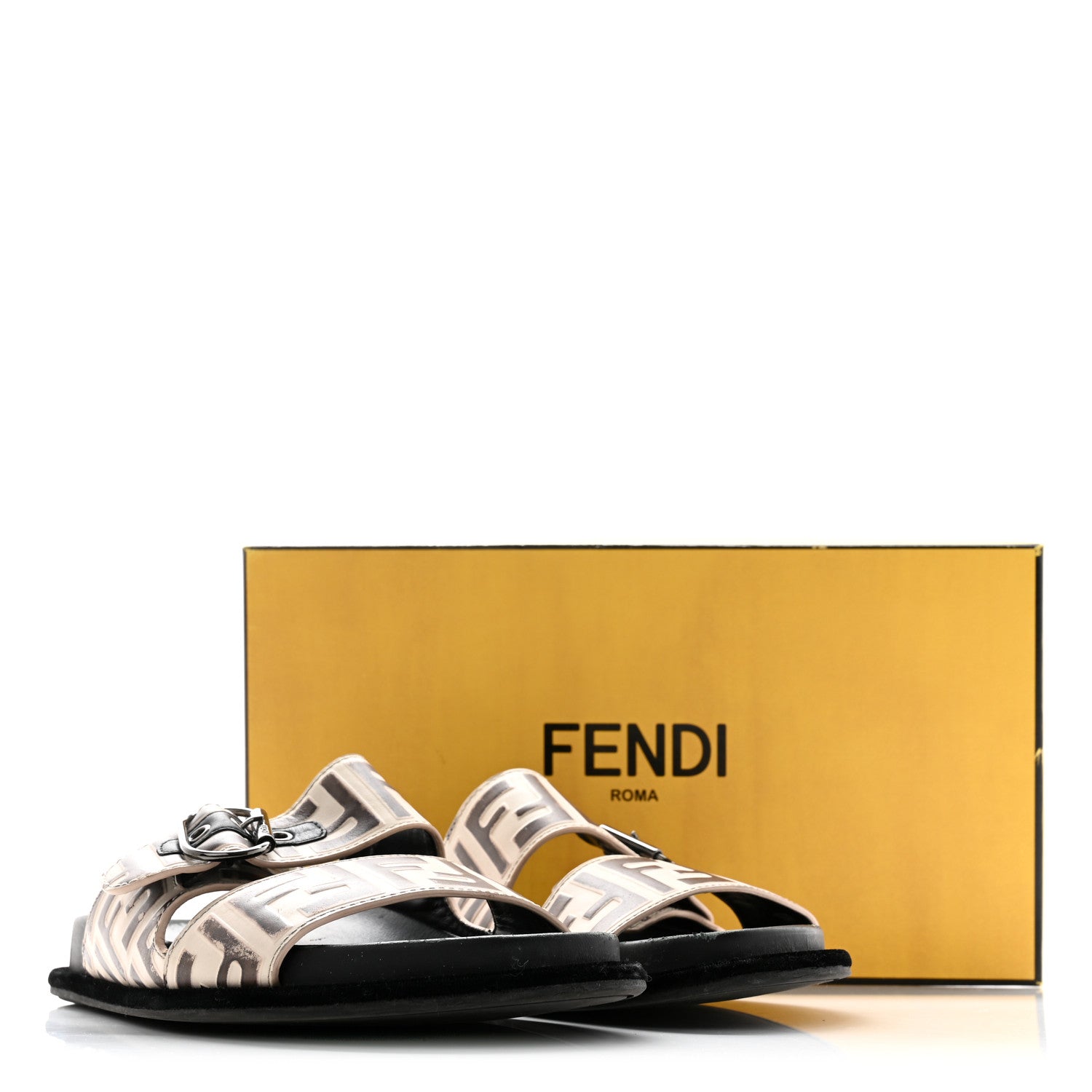 Fendi Calfskin FF Embossed Slide Sandals 39 Camelia Moresco 29 of 29