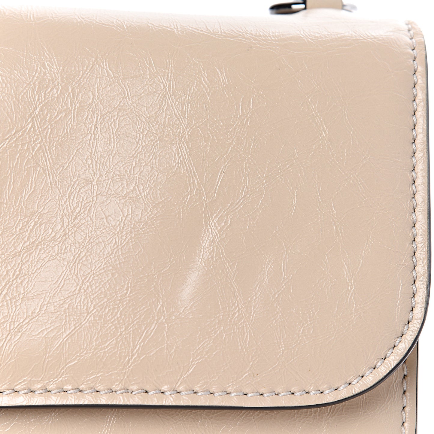 Craquele Calfskin Medium Glam Lock Rockstud Flap Light Ivory