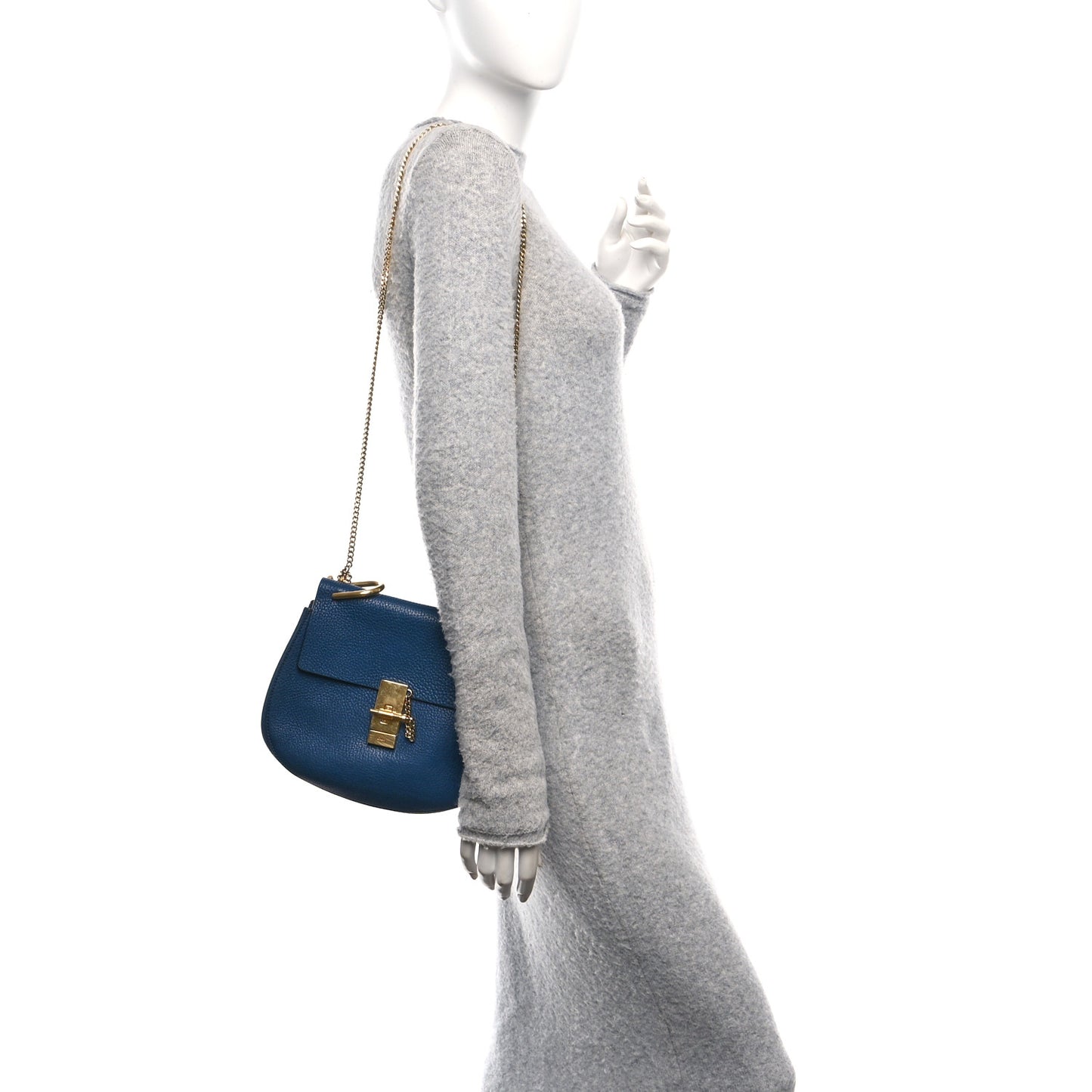 Grained Lambskin Drew Shoulder Bag Factory Blue