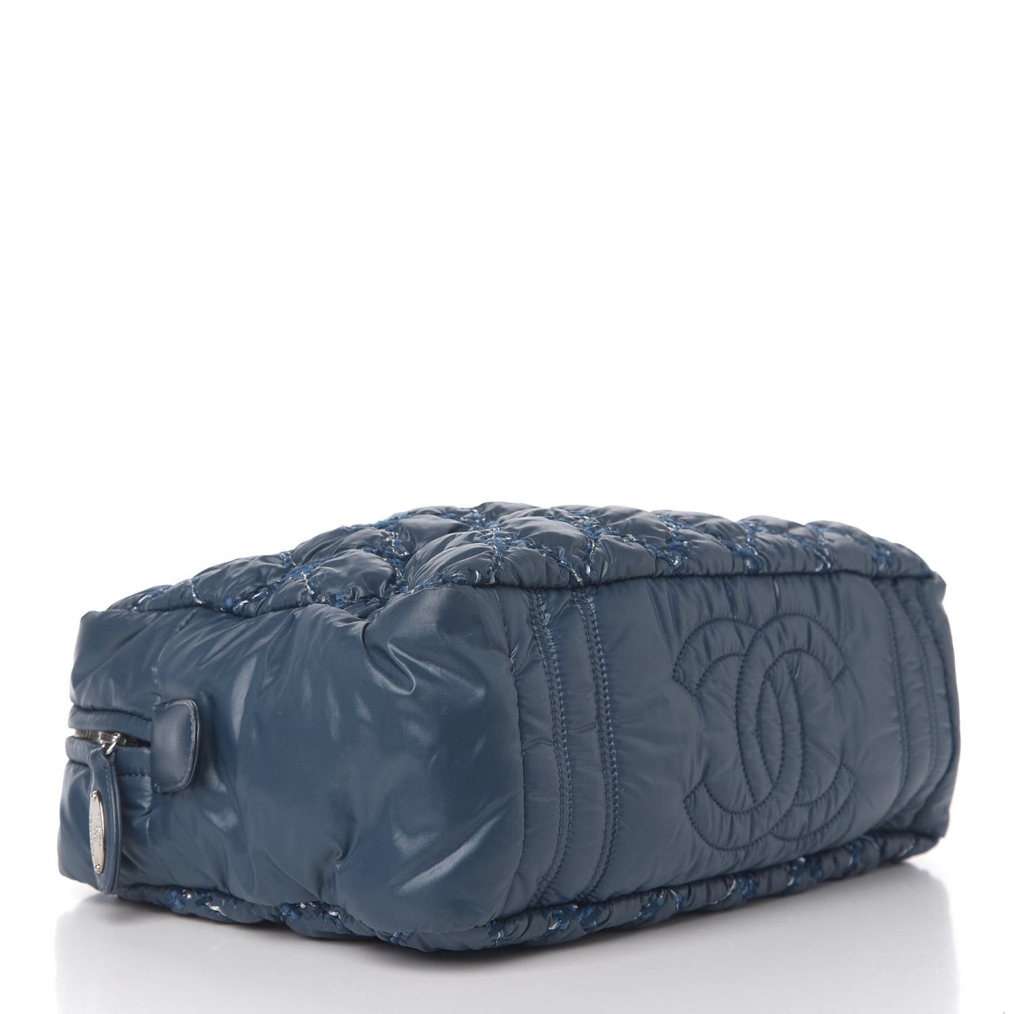 Nylon Quilted Tweed Stitch Bubble Camera Case Blue